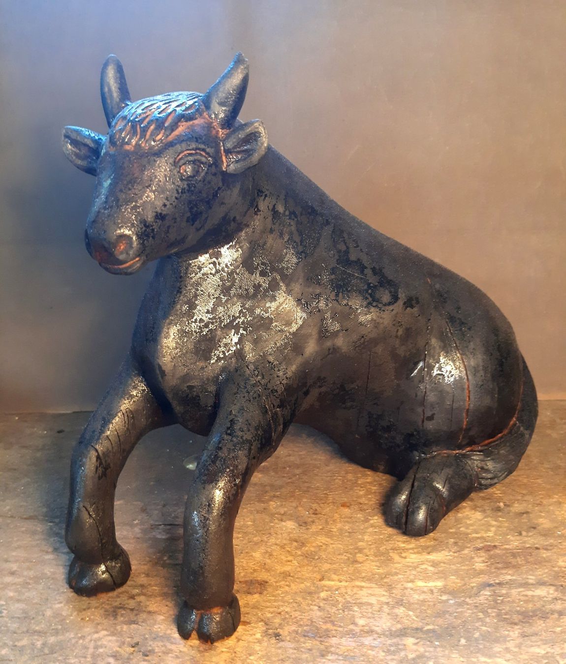 Sculture & Statue: Grosse Art Brut Holz Kuh – Usato da Arbon venduto da torso444 1