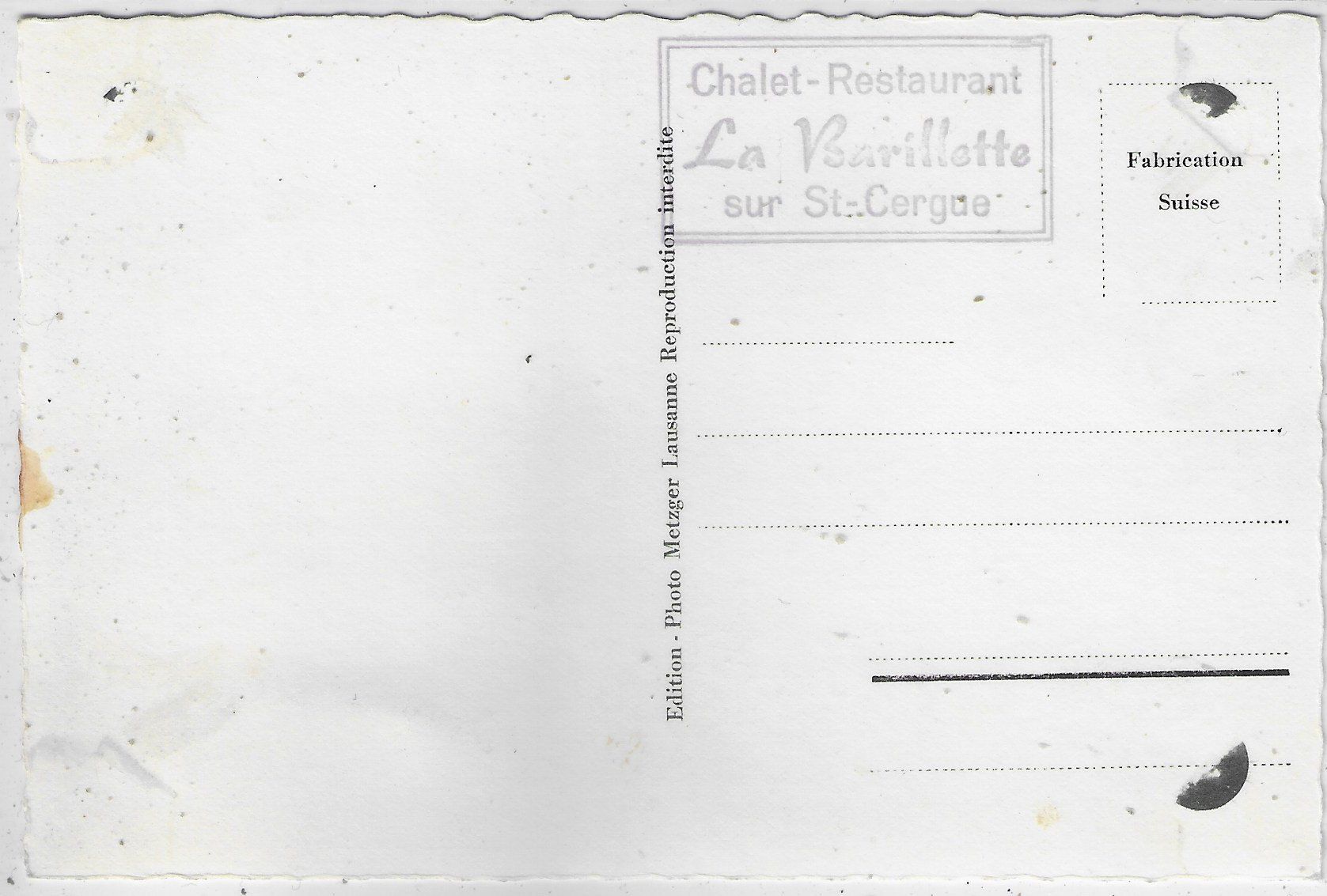 Ansichtskarten: Interieur du Restaurant de la Barillette sur St-Cergue – Gebraucht aus Ettingen von Kartenplanet 1