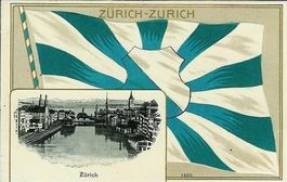 Zürich ZH Kanton Wappen Präge-Litho 1910 Atelier Guggenheim