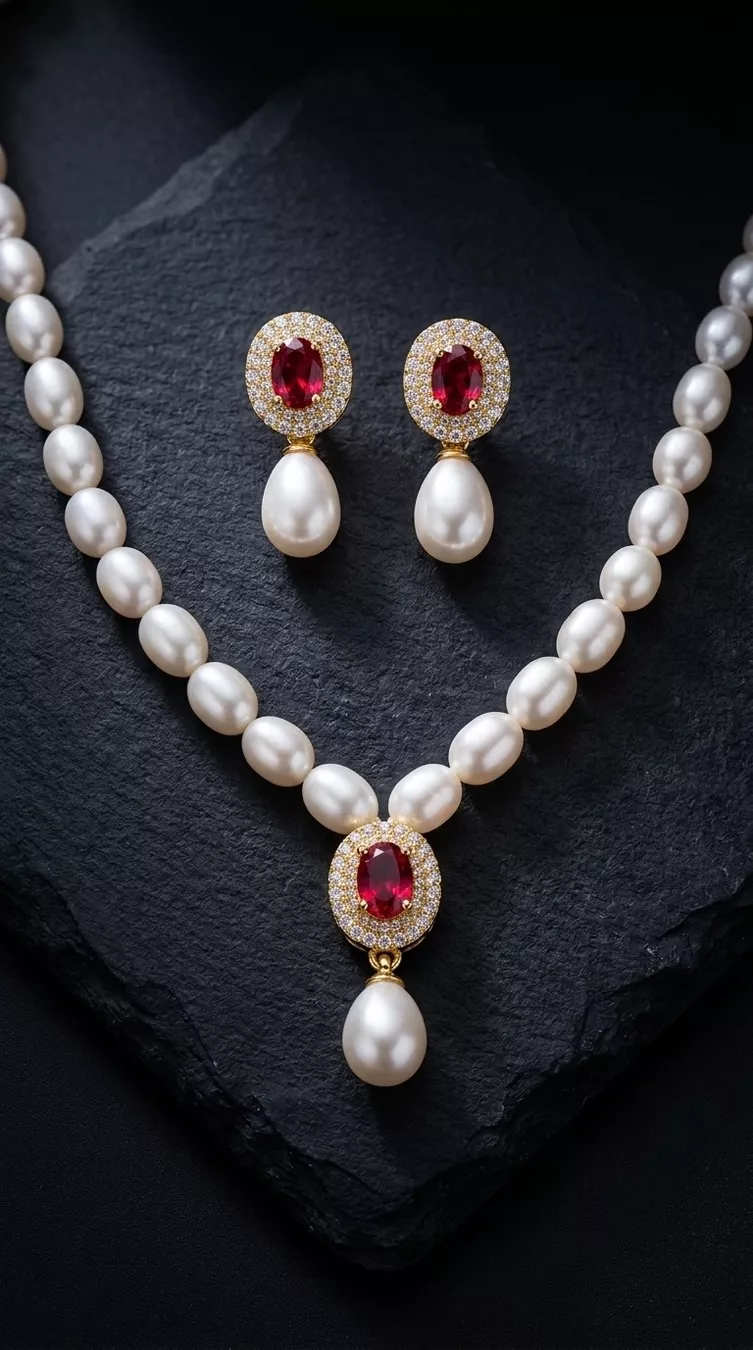 Sonstiger Schmuck: Parure Ruby Perle – Neu und originalverpackt aus St-Maurice von Sandrinette123