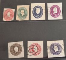 USA cut square Ganzsachenausschnitt, George Washington etc.