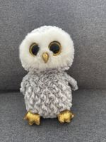Peluche hibou gris aux yeux dorés 🦉