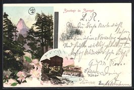 Zermatt, Ortspartie mit Blockhütten, Be