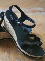 Sandales compensées noires, élégantes et confortables, T38