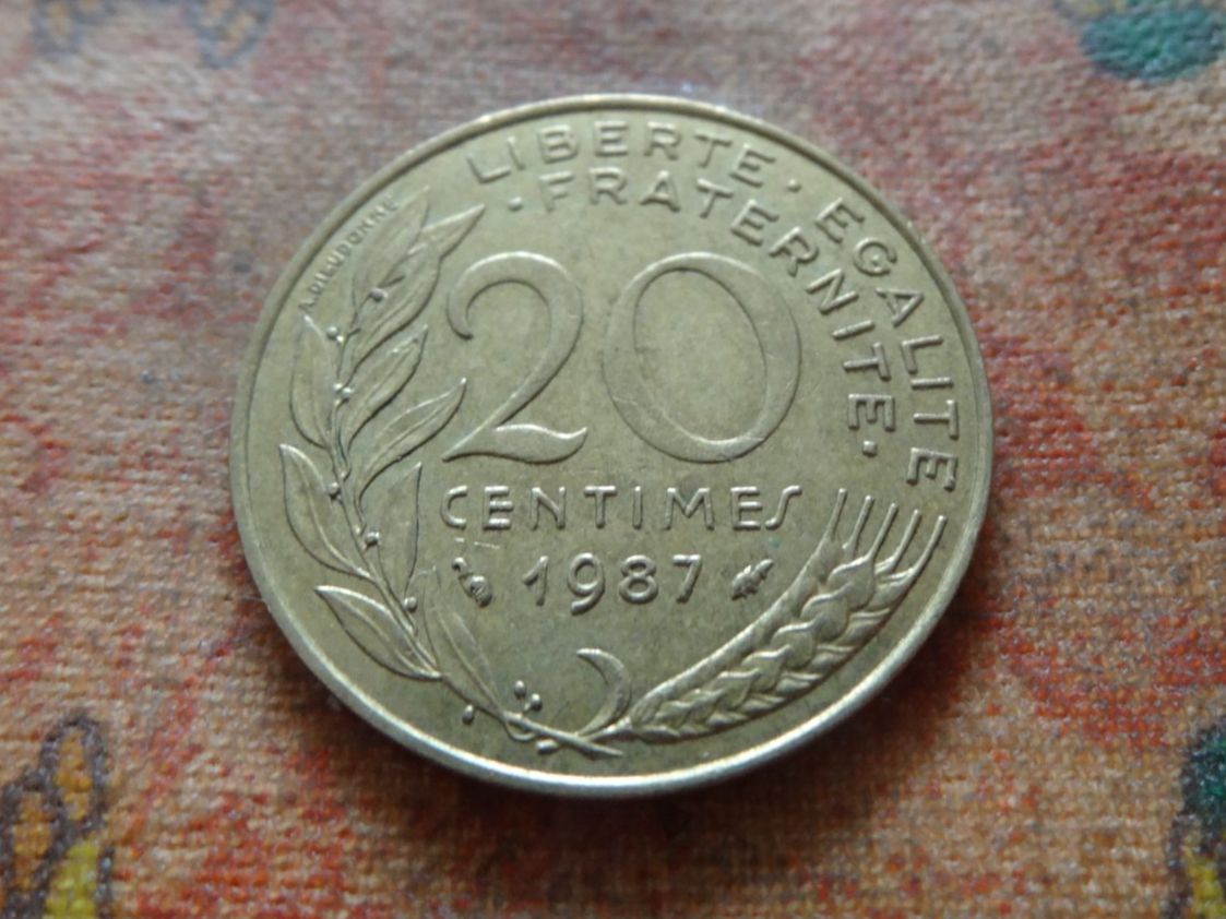 Tutti le monete: FRANCE  20 Centimes  1987  (P) – Usato da Romanel-sur-Lausanne venduto da Swift13