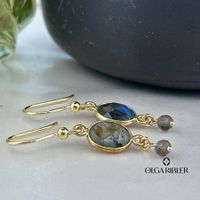 Labradorit & Rauchquarz Ohrhänger - Sterling Silber 925
