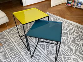 Stylische Beistelltische, 2er Set, Gelb/Blau - Top Zustand!