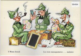 Humor Armee Suisse - 3 Mann krank - malades