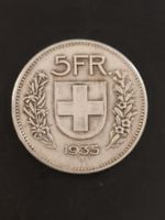 Schweizer 5 Franken Münze Jahrgang 1935