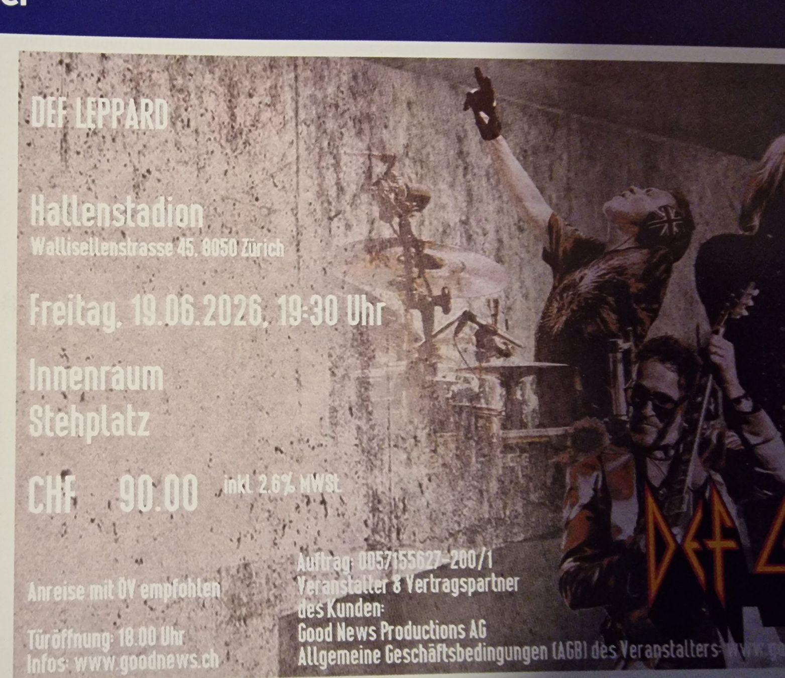 Tickets: DEF LEPPARD Stehticket – Neu (gemäss Beschreibung) aus Sursee von Gornrgrat