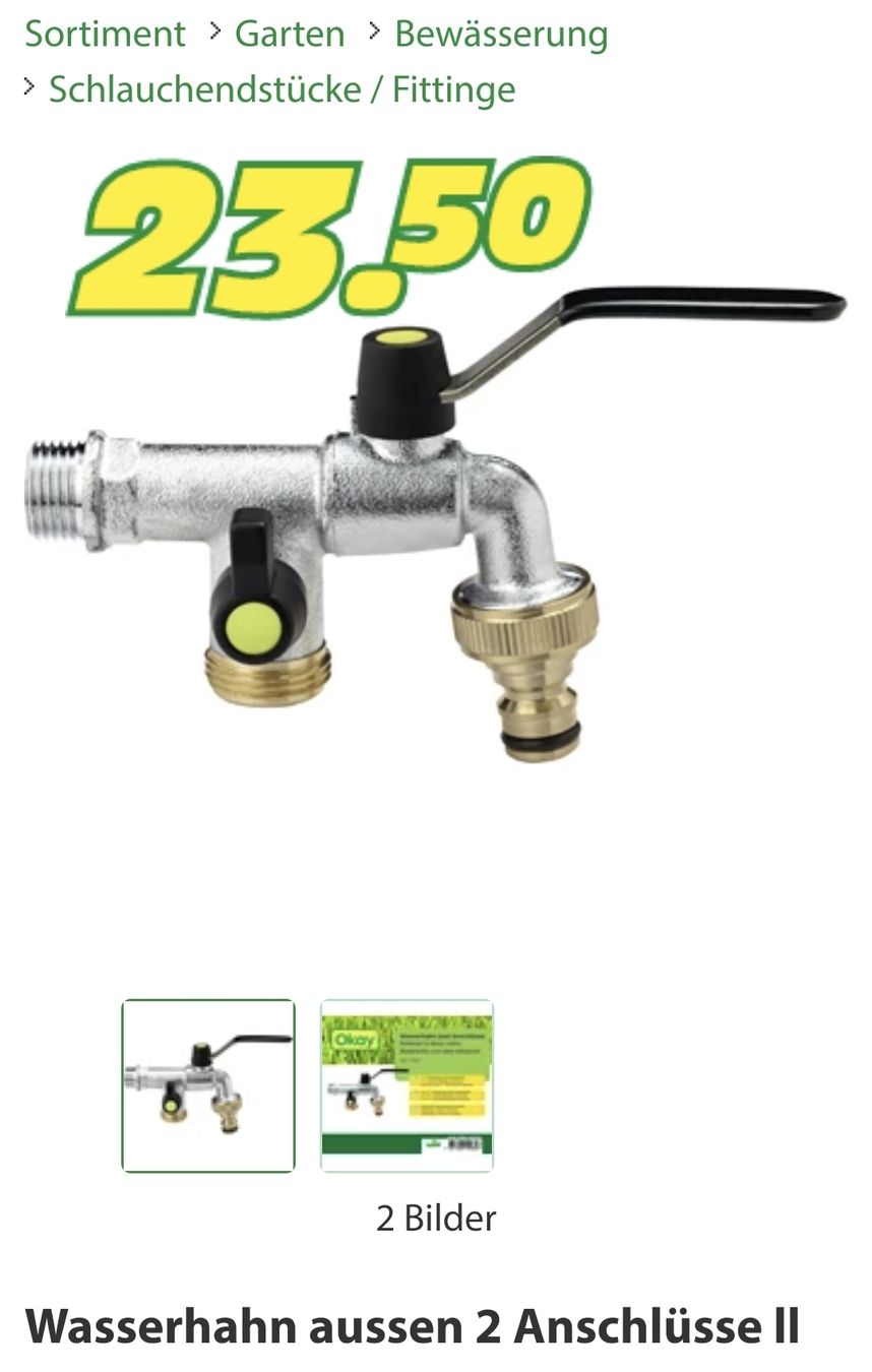 Rubinetteria: Doppel-Wasserhahn / Auslaufventil mit 2 Anschlüssen – Nuovo e nell'imballaggio originale da Altishofen venduto da sann04 1