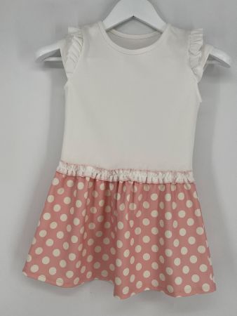 Mädchen Kleid Gr. 128 gepunktet rosa