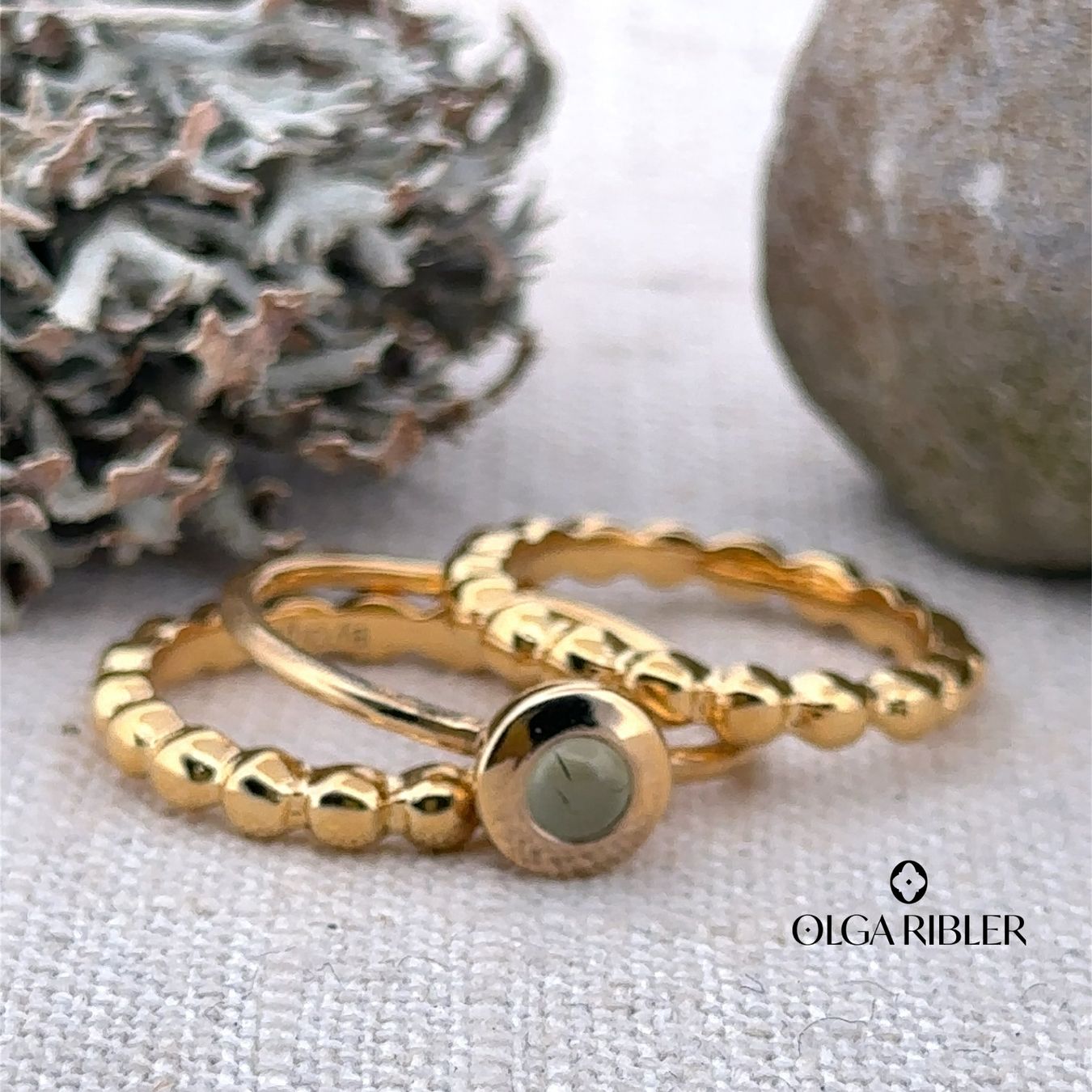 Olga Ribler Anelli: Edelstahl  Ring SET mit Prehnit Ring Ringgrösse 52 – Nuovo (secondo la descrizione) da Luzern venduto da Schmuckoutlet 5