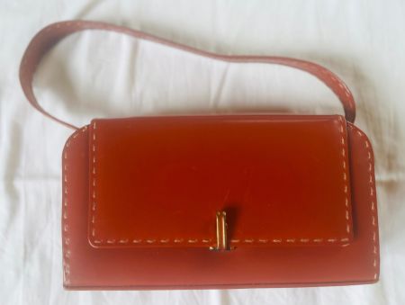 Vintage Leder-Schultertasche Cognac – Wildleder-Innenfutter