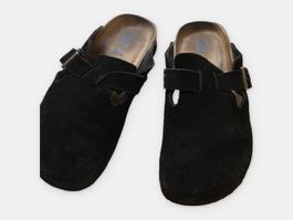 Birkenstock Boston Weichbettung Velours schwarz 44 schmal