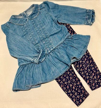 Ralph Lauren Baby Set Oberteil Denim & Leggings / 12 Monate