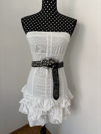 Original 2000s Vintage Bandeau Kleid Weiss – Made in Italy