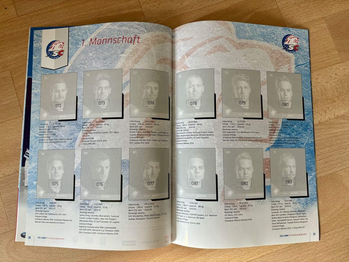 Carte collezionabili: ZSC Stickerheft / Box 2015 2016 evtl: Malgin, Matthews etc. – Nuovo (secondo la descrizione) da Wädenswil venduto da niamiam 1