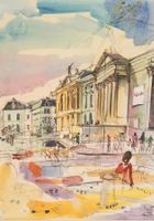 Place de Neuve, Geneva par Pierre Duc - Aquarelle sur papier