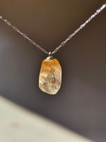 Rarität！925 Öse Unikat Edelstein Halskette, Edelstahl Kette