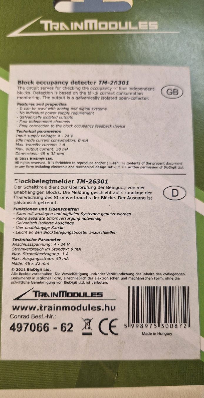Modelleisenbahnen: 4x Trainmodules TM-26301 Blockbelegtmelder - Neu - OVP – Neu (gemäss Beschreibung) aus Zürich von rascala 2