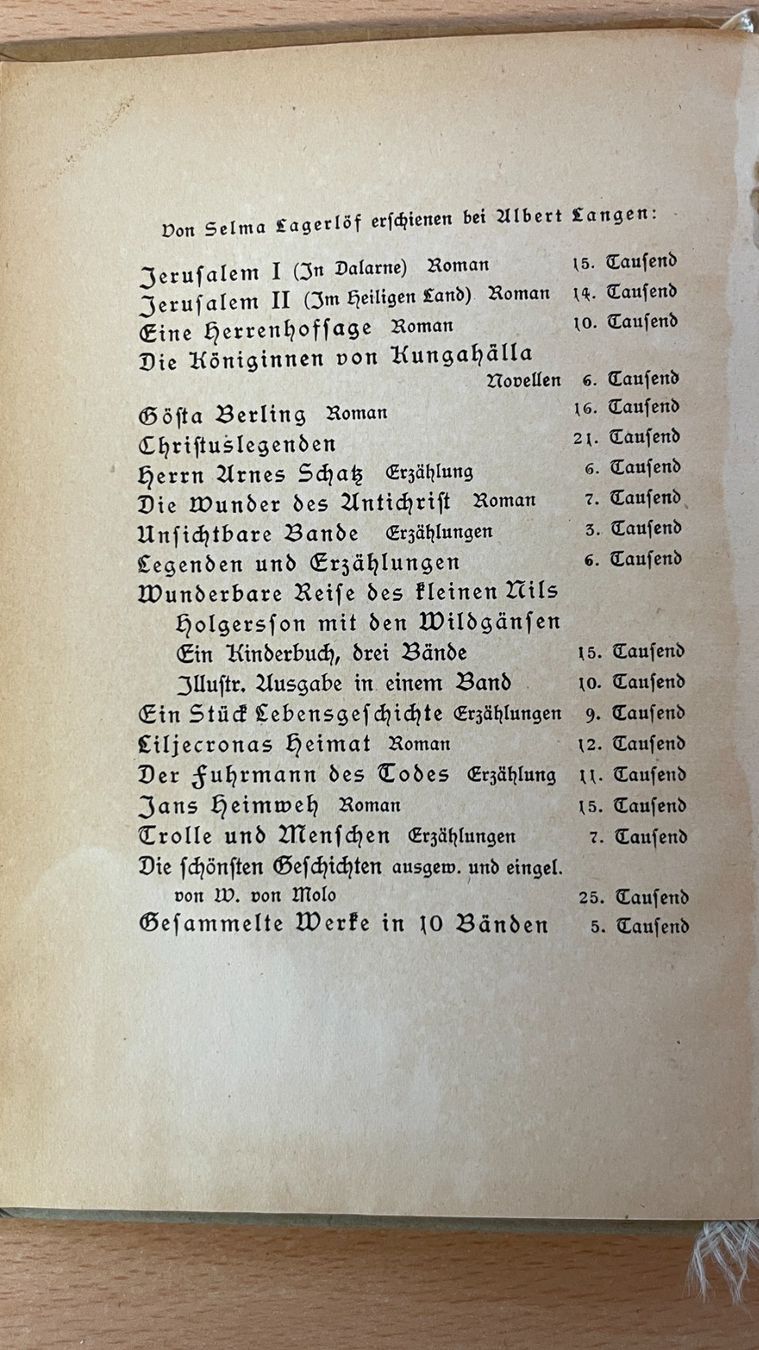 Libri: Herrn Arnes Schatz - Selma Lagerlöf – Usato da Glattfelden venduto da markweb 2