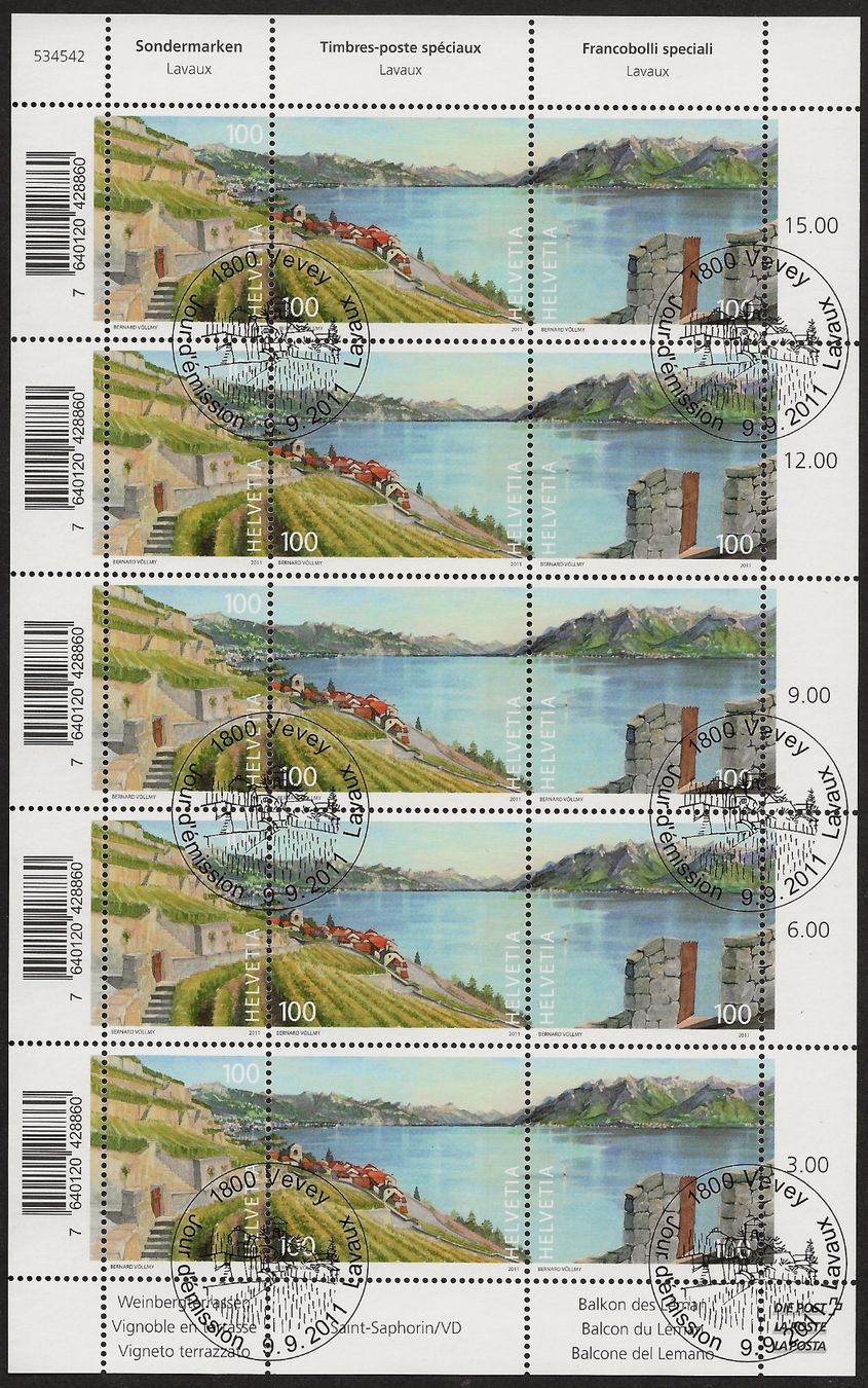 Tutti i francobolli: 2011 Kleinbogen Lavaux ET SBK 65.- – Nuovo e nell'imballaggio originale da Zürich venduto da Alain-Phila