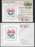 1938 zwei R/Belege AARAU Blocks verschiedene Stempel ab 1.-