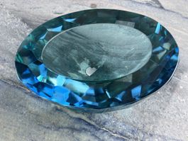Edle Glasschale türkis facettiert 💎 Schale Deko 20 cm . 