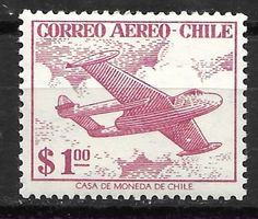 Chile 1956: Flugzeug in Wolken 1 $ rotviolett