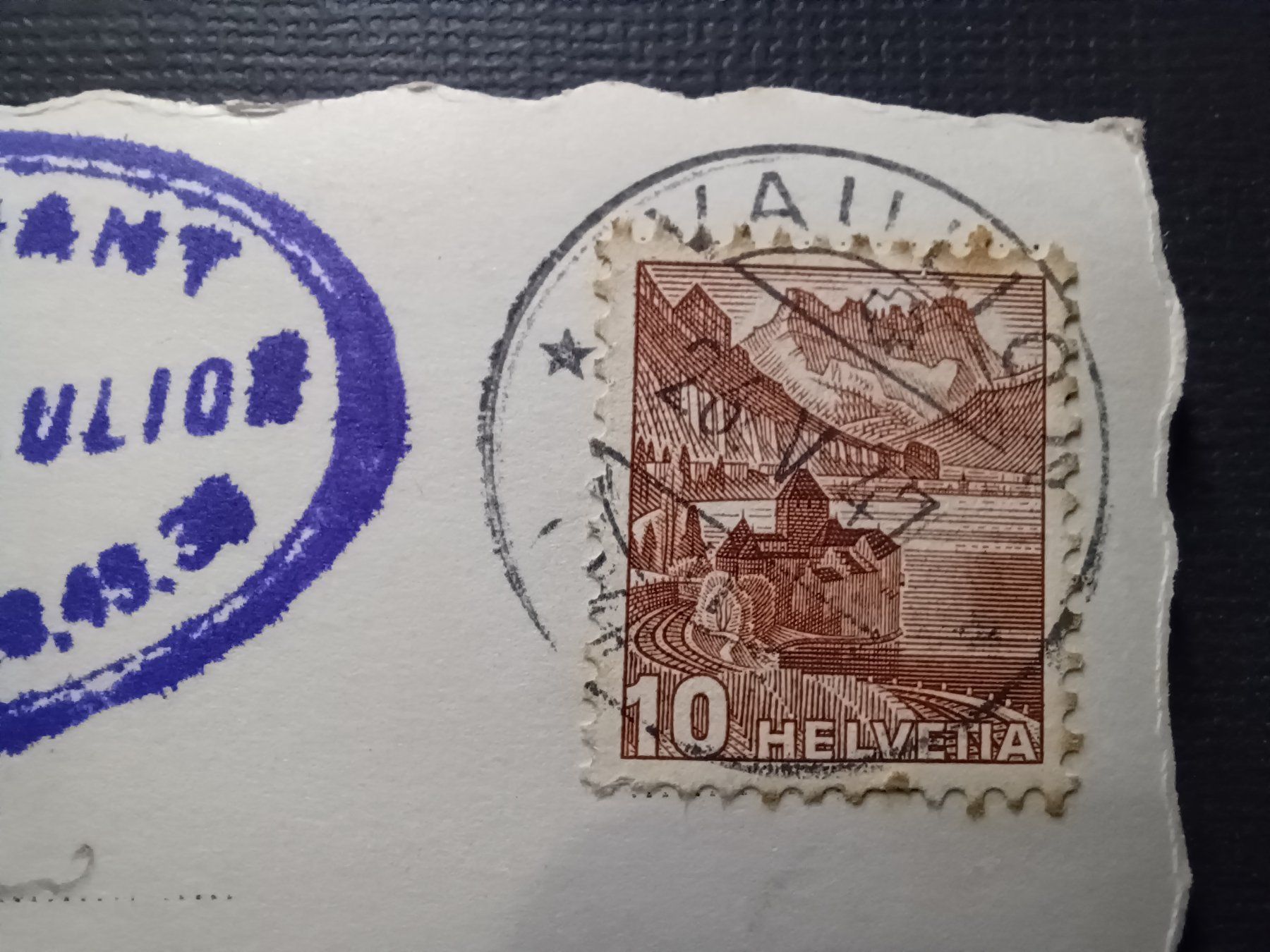 Ansichtskarten: Le Sommet de la Dent de Vaulion, 1947 – Gebraucht aus Aarau Rohr von mgvw 4