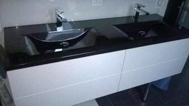 NATURSTEIN GRANIT MASSIV DOPPEL WASCHTISCH LAVABO BECKEN