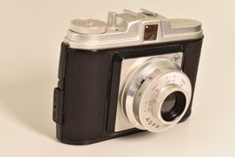 Agfa Isola I Mittelformatkamera (ca. 1957) + Metz Mecablitz