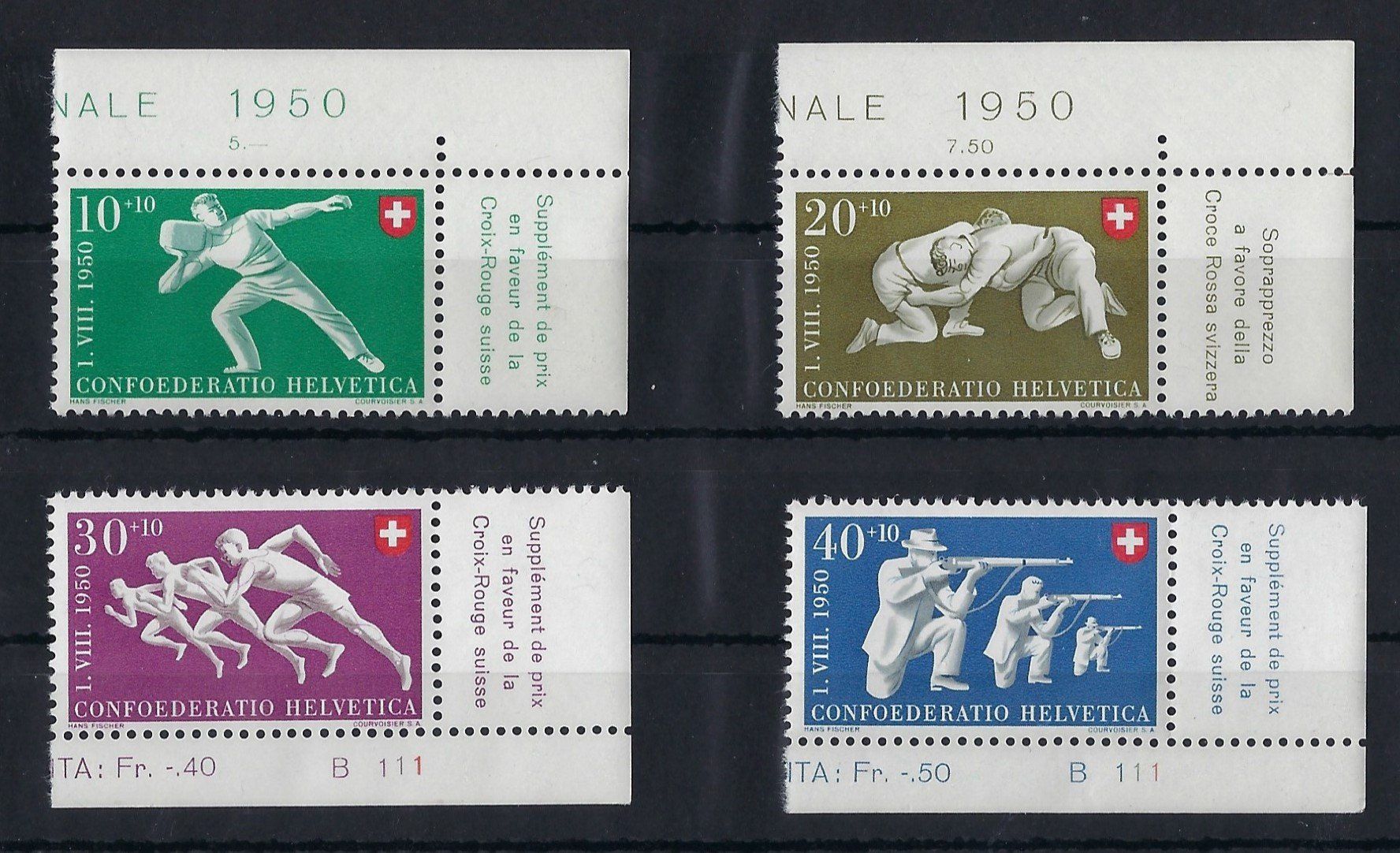 Tutti i francobolli: 1950 Pro Patria Katalog-Nr. B47-B50 postfrisch mit Tabs – Nuovo (secondo la descrizione) da Morgarten venduto da mech58