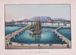 Genève altkolorierte Aquatinta  von Dikenmann