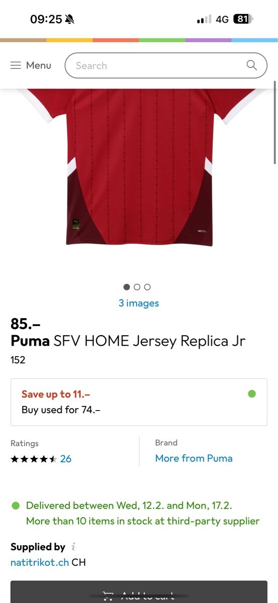 Puma Leibchen & Hosen: Puma SFV HOME Jersey Replica  – Neu (gemäss Beschreibung) aus Bern von mystyle_bern 1