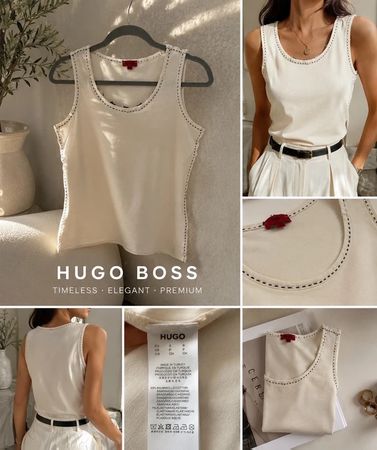 hochwertiges Hugo Boss Top in creme / vanille Gr. M 38