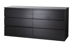 IKEA MALM Kommode (6 Schubladen) – Schwarzbraun, inkl. Glasp