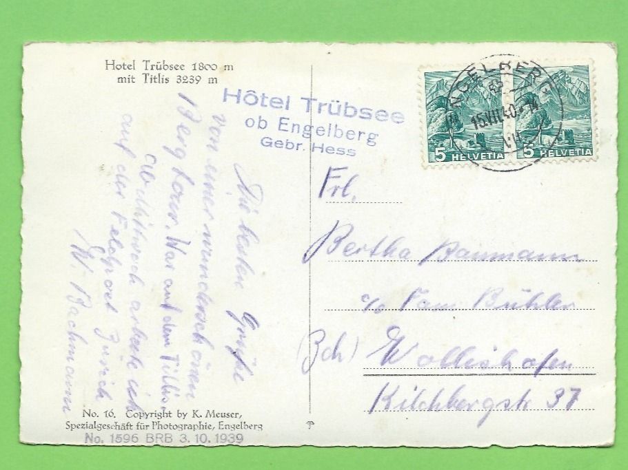 Cartoline postali: Hotel Trübsee mit Titlis – Usato da Zürich venduto da t24_de 1