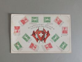 AK "BRIEFMARKEN-SPRACHE - LE LANGUE DES TIMBRES", ca. 1910