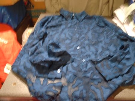 Bluse Grösse S, dunkelblau/Muster/lange Arme/durchsichtig