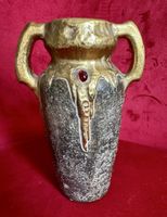 wunderschöne Jugendstil-Vase, Keramik mit „Goldlava“ Überzug
