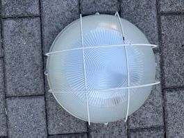 Lampada a plafoniera rotonda con griglia, usata, 26 cm