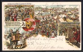 Litho Leierkastenmann auf einem Volksfes