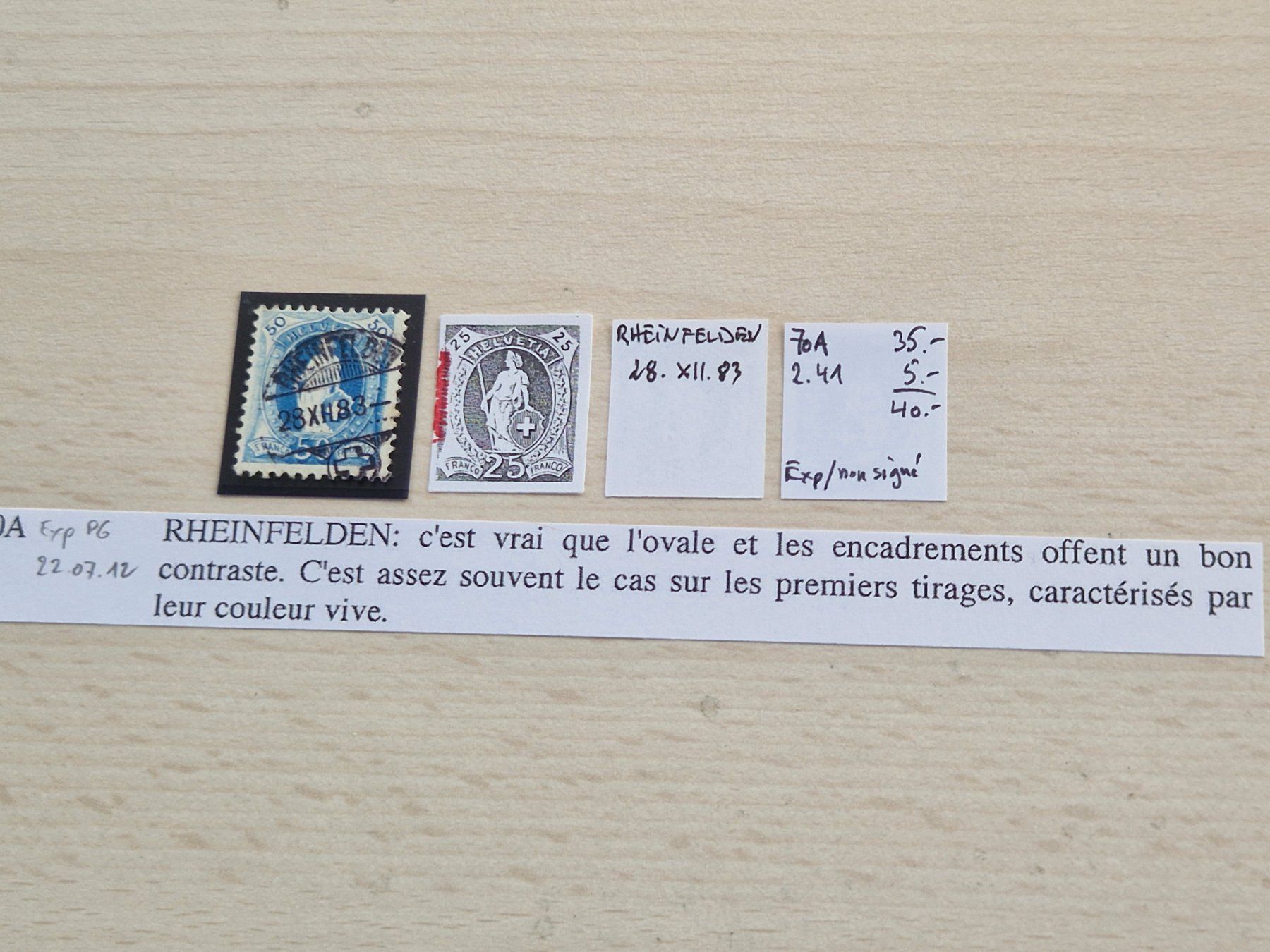 Alle Briefmarken: Stehende 70A.2,41/I, RHEINFELDEN, ab 1.- – Gebraucht aus Burgdorf von Glossy01