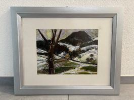 64.5x52.5/ Werner Schär 1988/Pastel Wasserfluh Winterlandsch