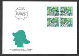 Werbemarke FDC Nr. 783 Viererblock ET Bern 6.3.1990