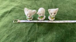 Drei kleine Vintage Tierfiguren aus Porzellan gebraucht