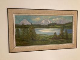 Iseli Landschaftsgemälde Lenzerheide mit See, Wiese, Berge