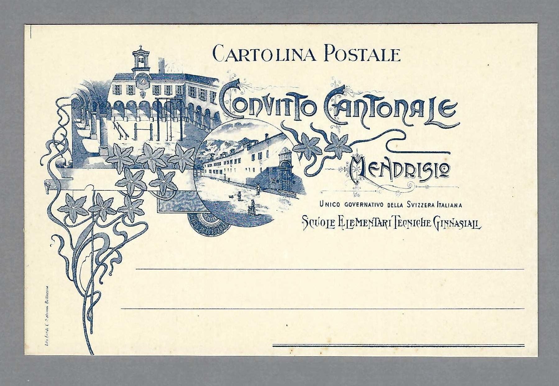 Cartoline postali: MENDRISIO, CONVITTO CANTONALE, LITO BLU * – Usato da Pura venduto da ulisse1957